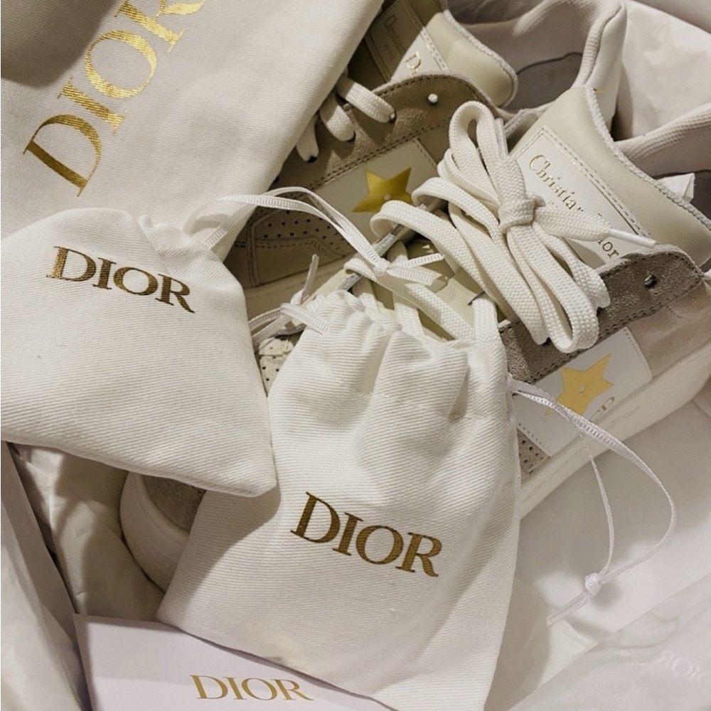 Dior Star Platform Sneakers Light Beige Suede Calfskin Leather - Picture 6 of 16